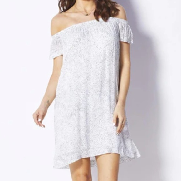 Bella‎ Dahl Revolve Off The Shoulder Mini Dress Rainstorm Polka Dot Small S - Picture 1 of 9